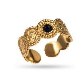 Bague MAEVA - doré & noir (acier inoxydable avec pierre naturelle onyx)